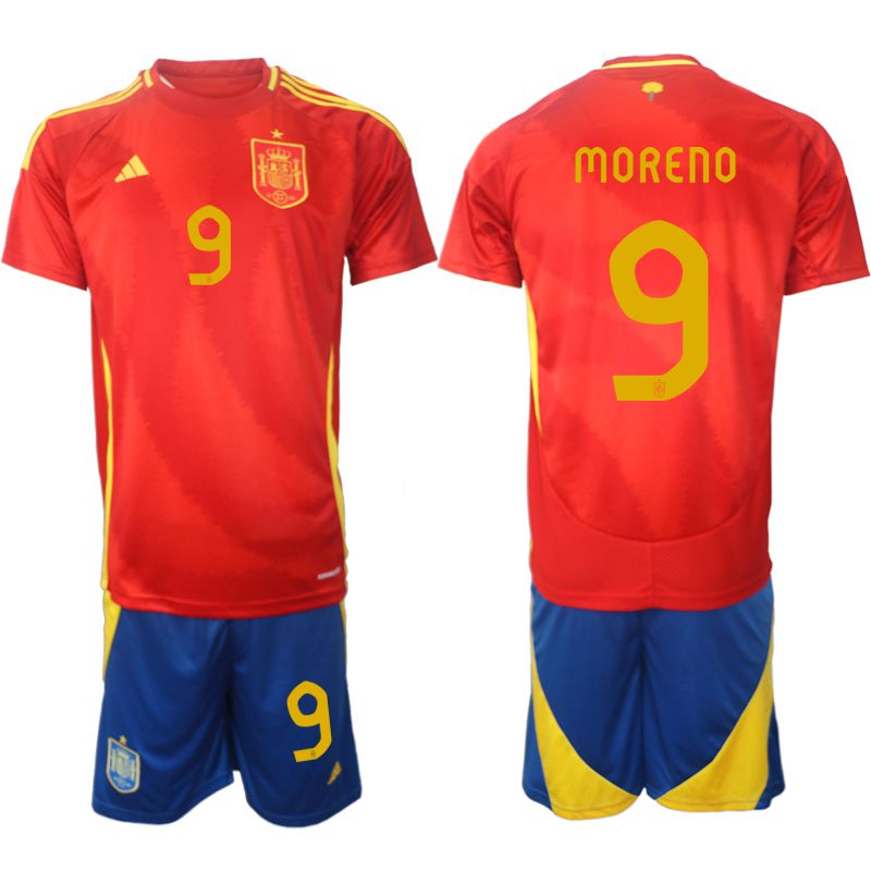 Men 2024-2025 Season Spain home red #9 Soccer Jerseys